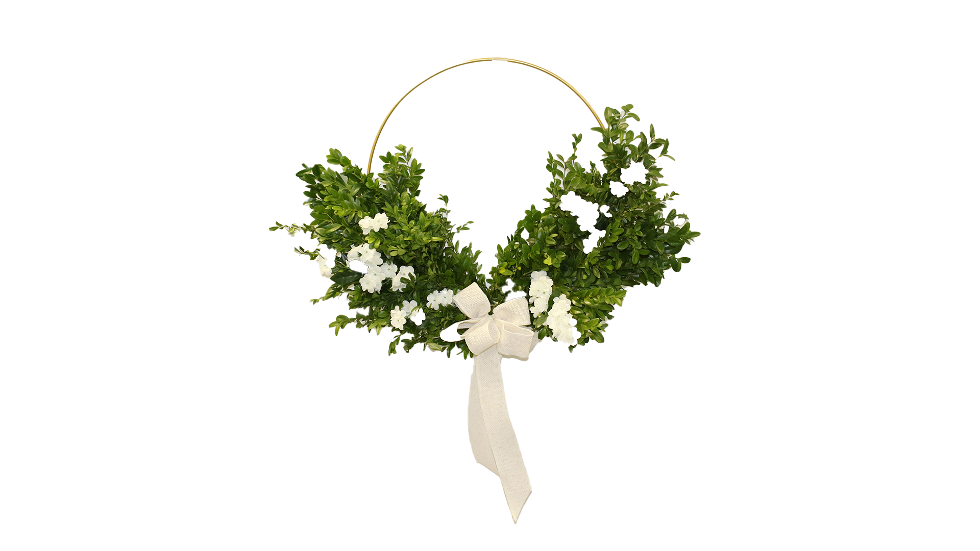 Wholesale Gold Ring Wreath with White Flowers