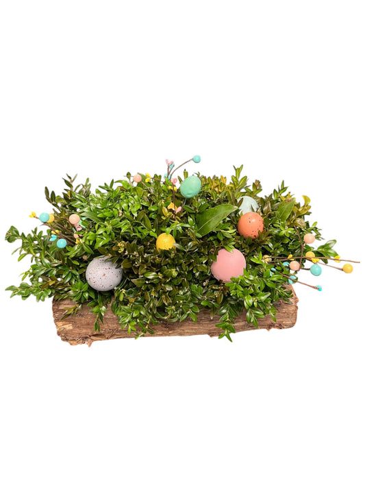 Rustic Log Easter Centerpiece